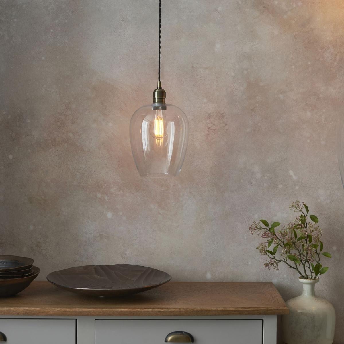 Stourton Antique Brass & Glass Pendant Ceiling Light – image 2