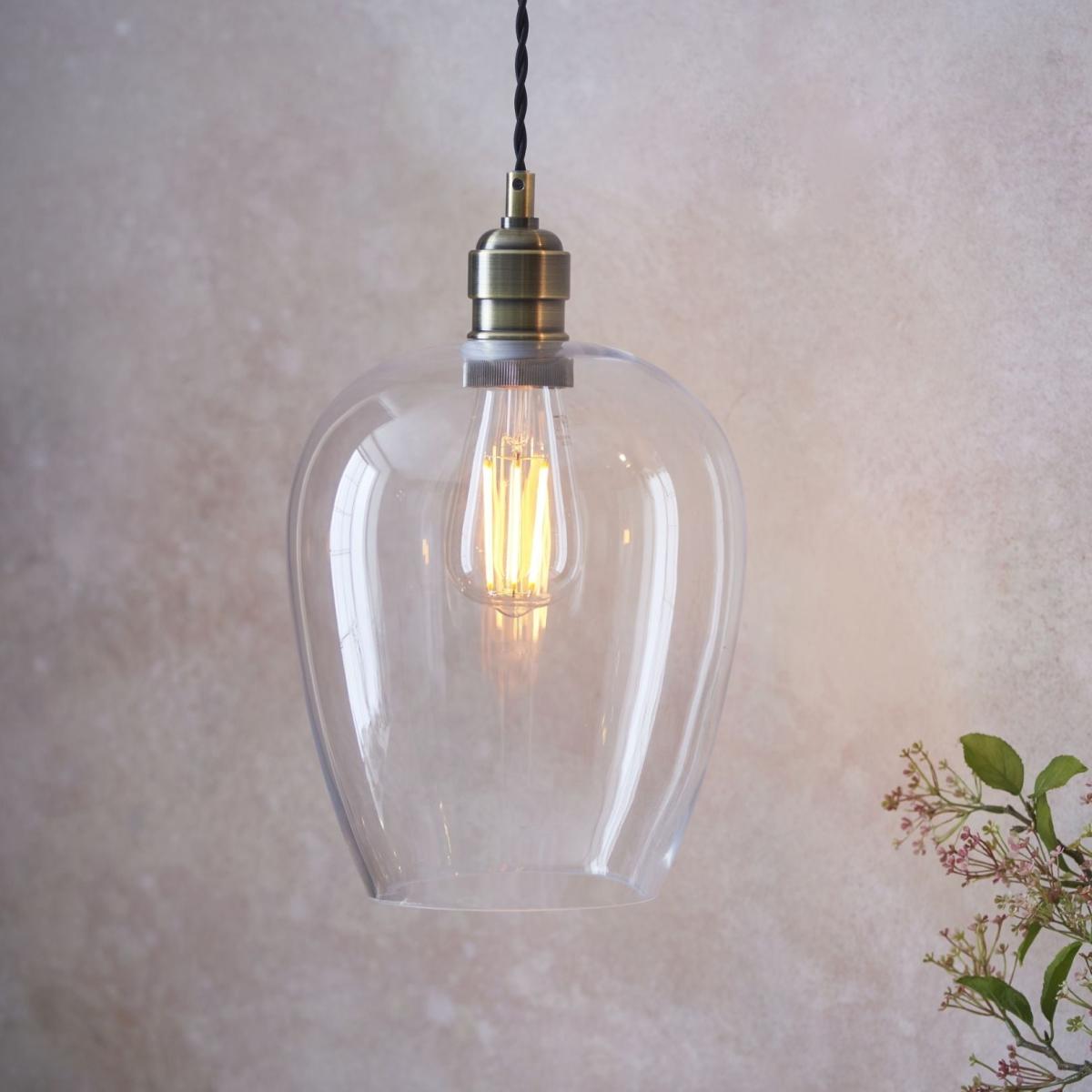 Stourton Antique Brass & Glass Pendant Ceiling Light – image 1