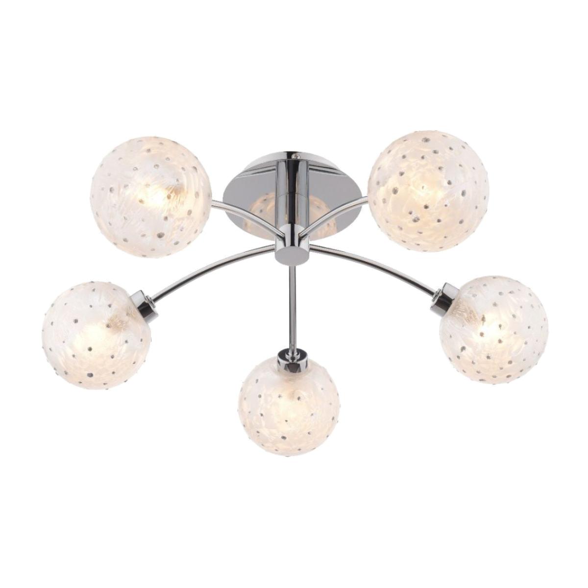 Ellery Frosted Glass and Polished Chrome 18cm Semi Flush 5 Light Pendant Light
