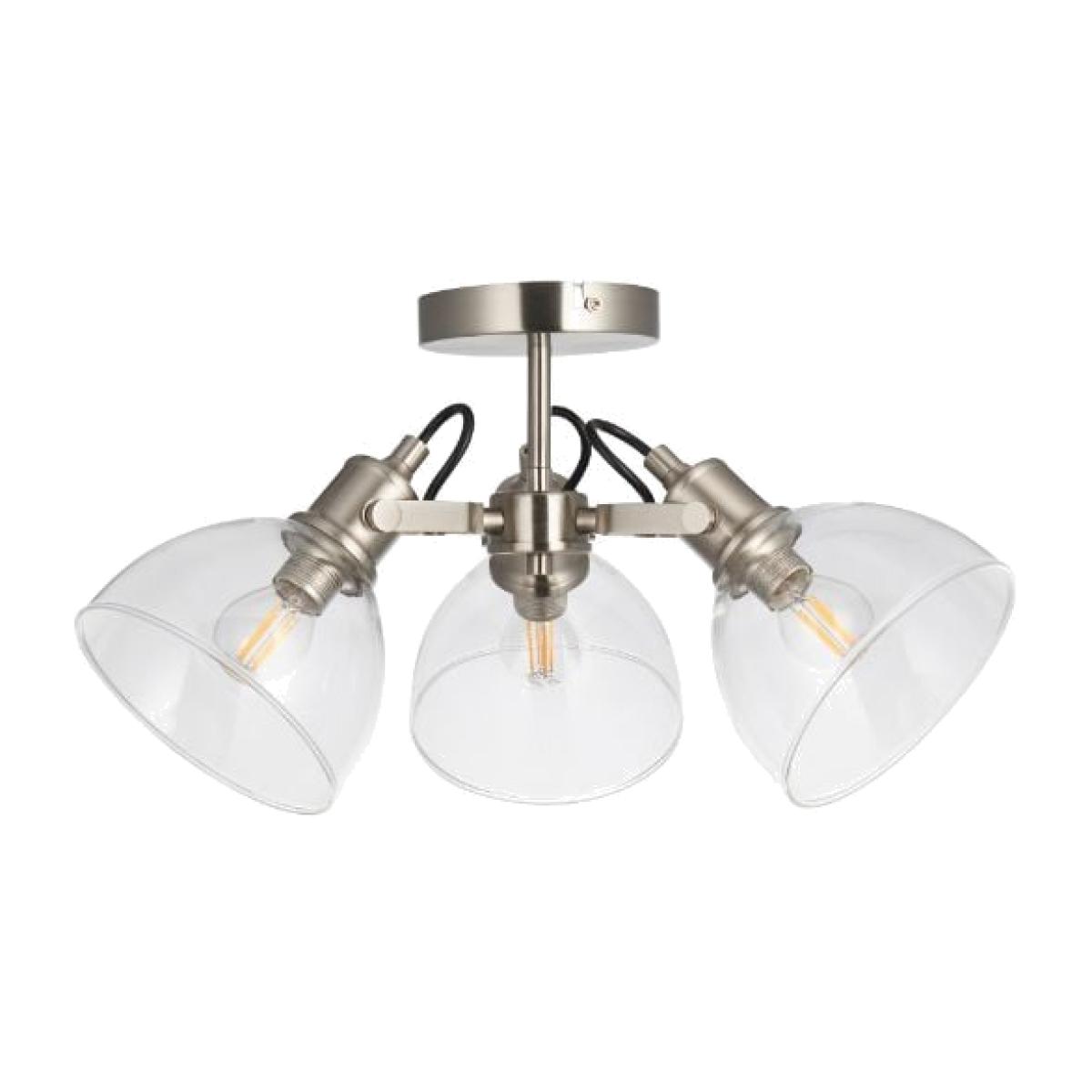 Jacob Satin Nickel Semi Flush Ceiling Light – image 1