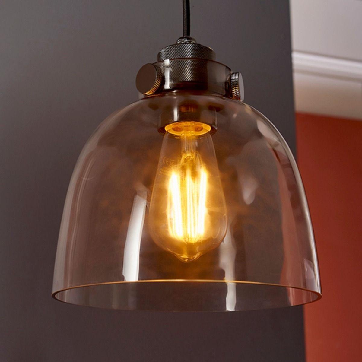 Hoyo Smoked Glass and Black 1 Light Pendant – image 3