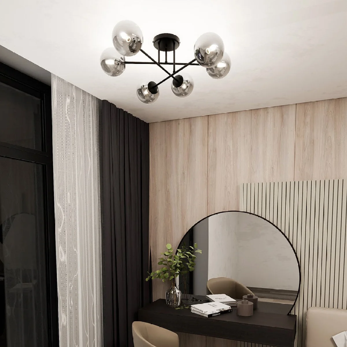 Roma 6 Light Semi Flush Black & Graphite – image 5