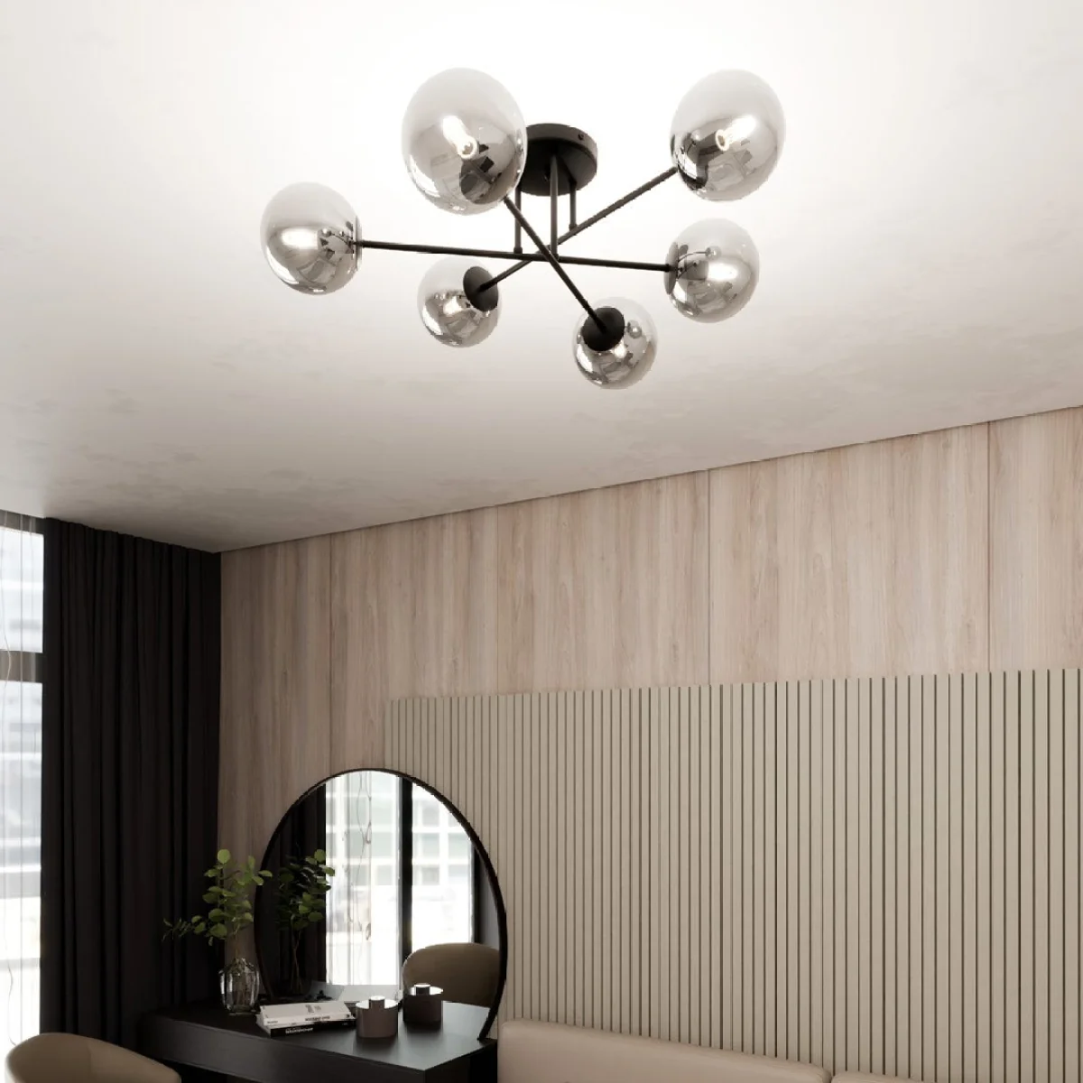 Roma 6 Light Semi Flush Black & Graphite – image 6