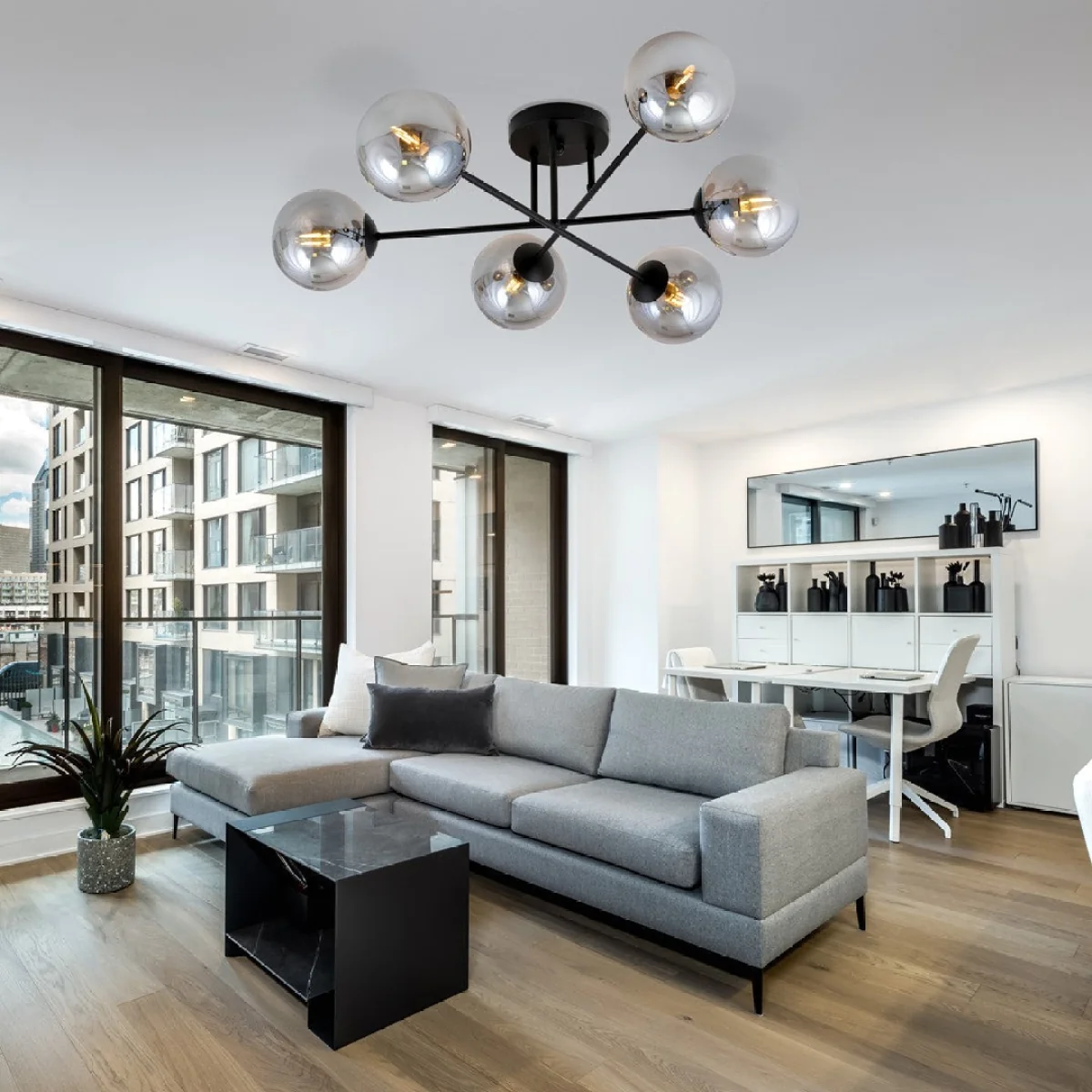 Roma 6 Light Semi Flush Black & Graphite – image 7