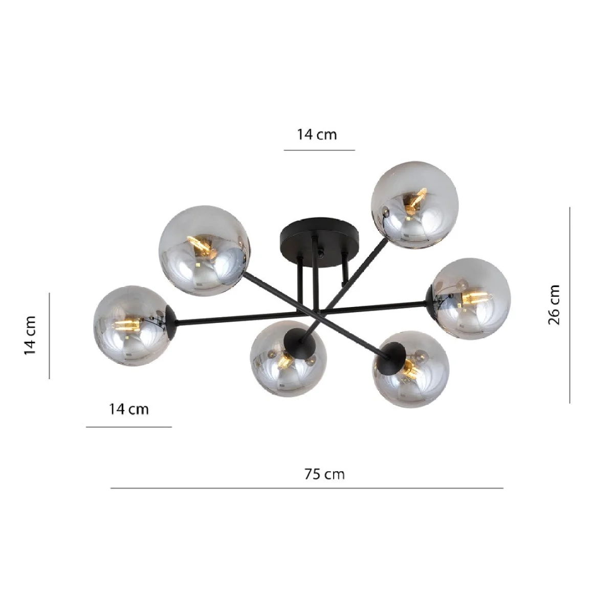 Roma 6 Light Semi Flush Black & Graphite – image 8