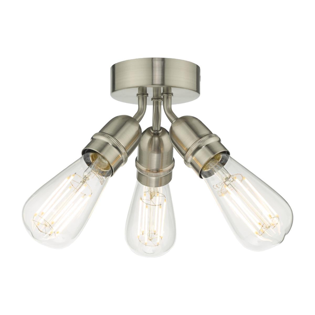 Yao 3 Light Flush Satin Nickel Ceiling Light