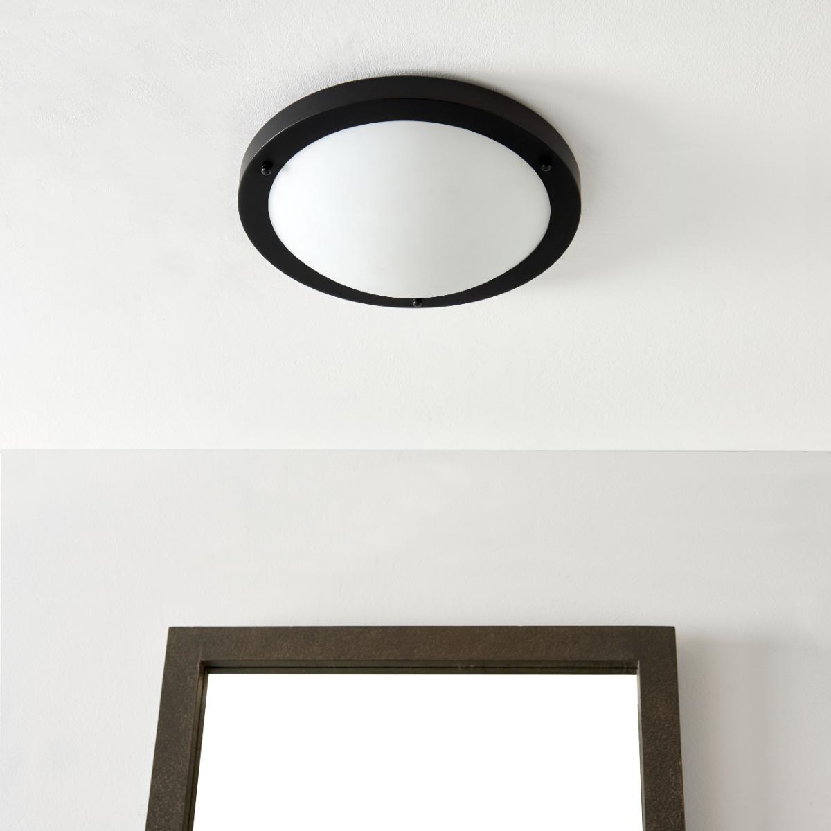Toronto Matt Black IP44 Flush Ceiling Light – image 2