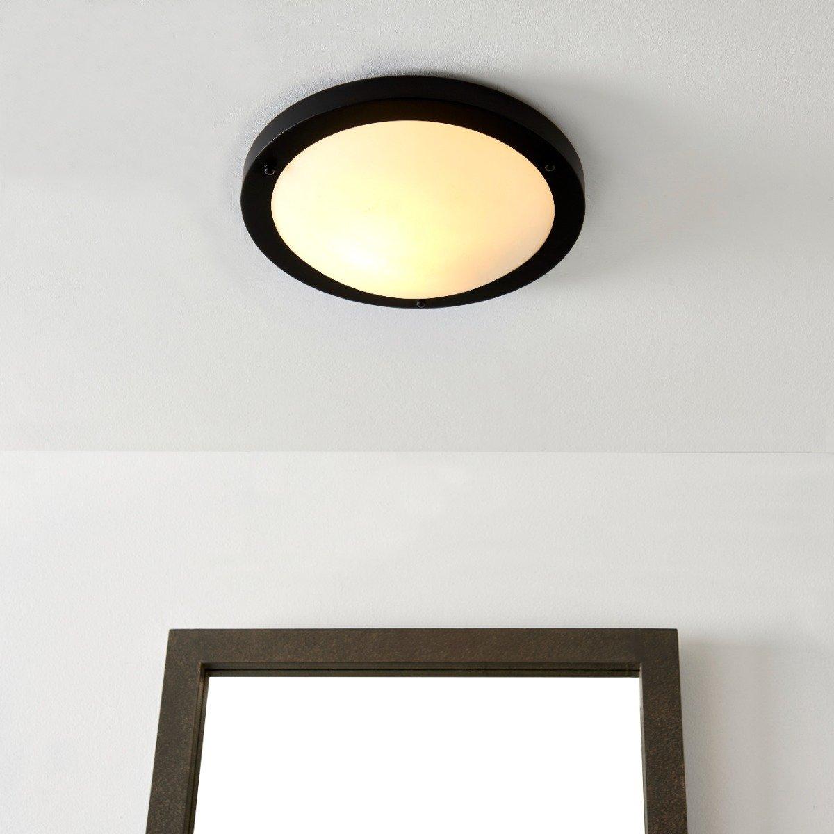 Toronto Matt Black IP44 Flush Ceiling Light – image 1