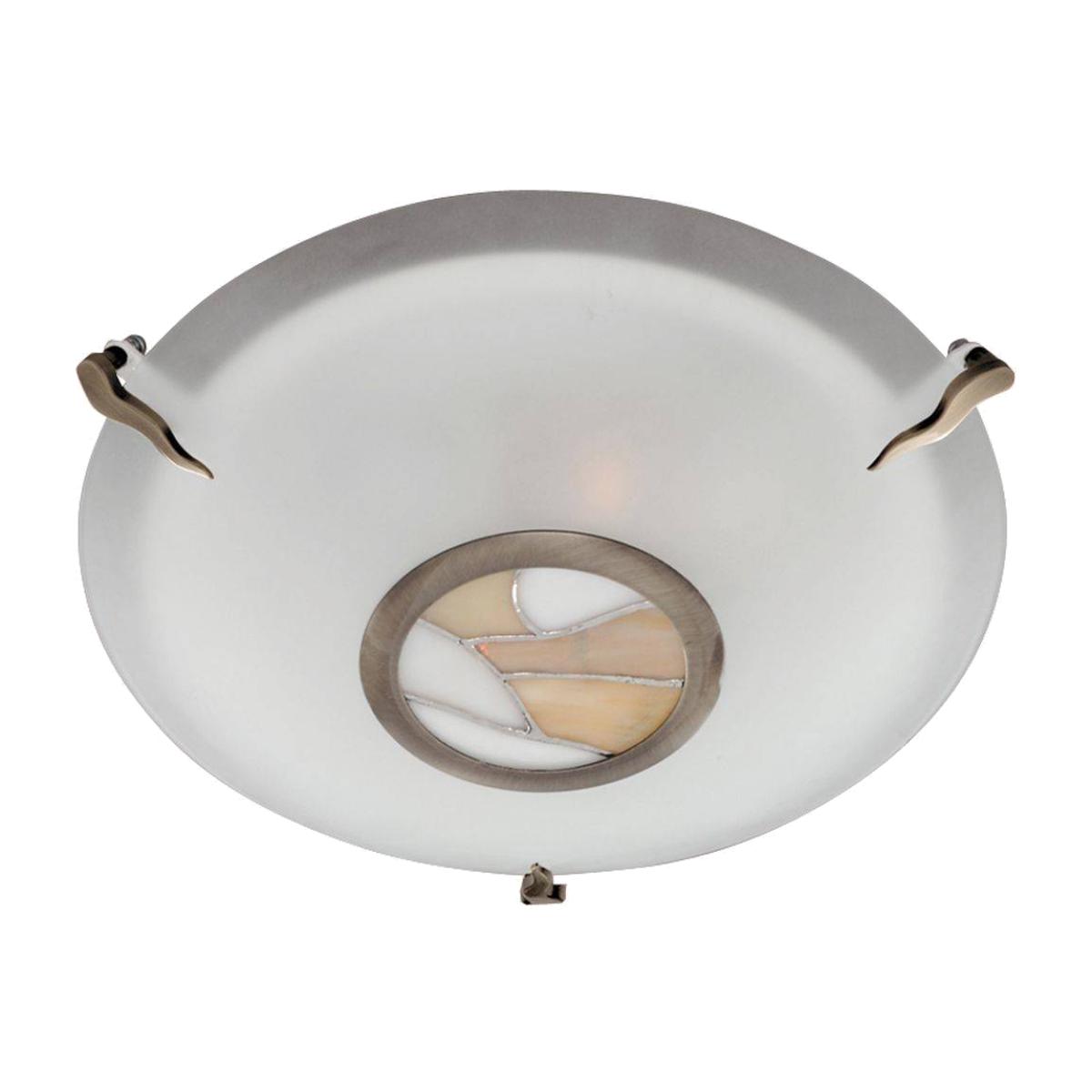 Searchlight Tiffany Flush Light Antique Brass Ceiling Light – image 1
