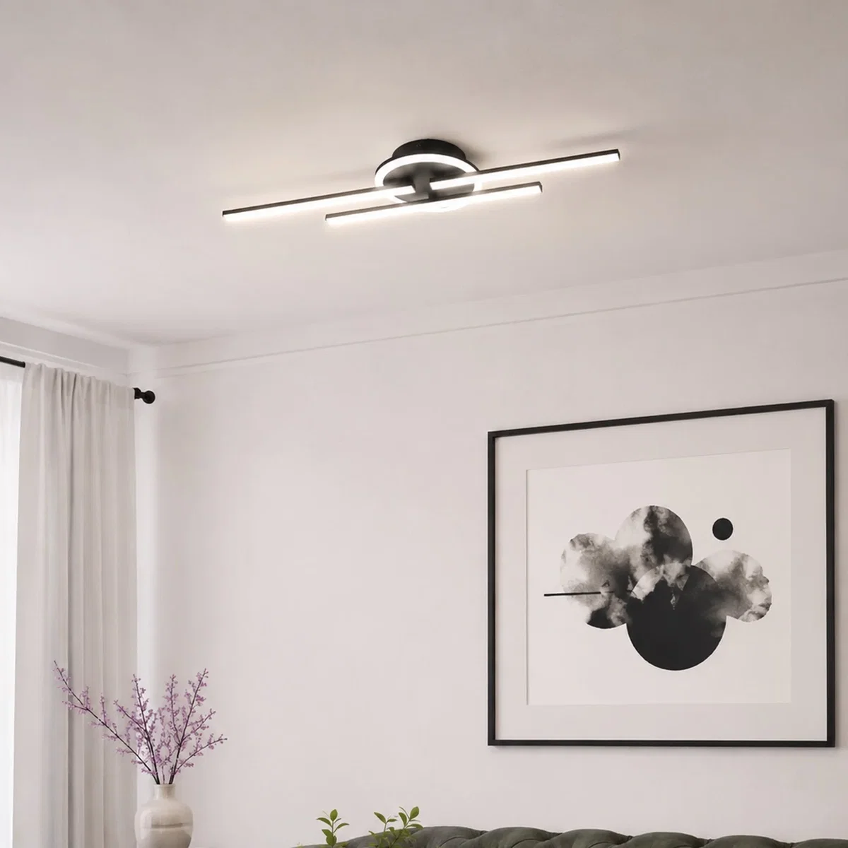 Vascella Black LED Semi-Flush Ceiling Light Small – image 1