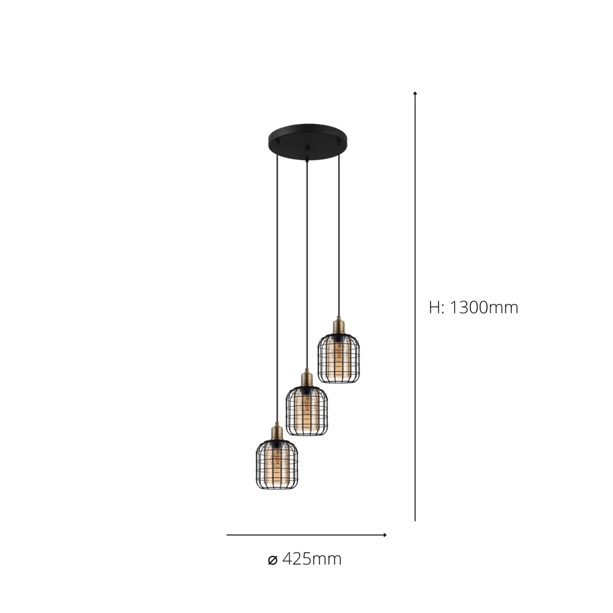 Chisle 3-Light Black Ceiling Pendant – image 5