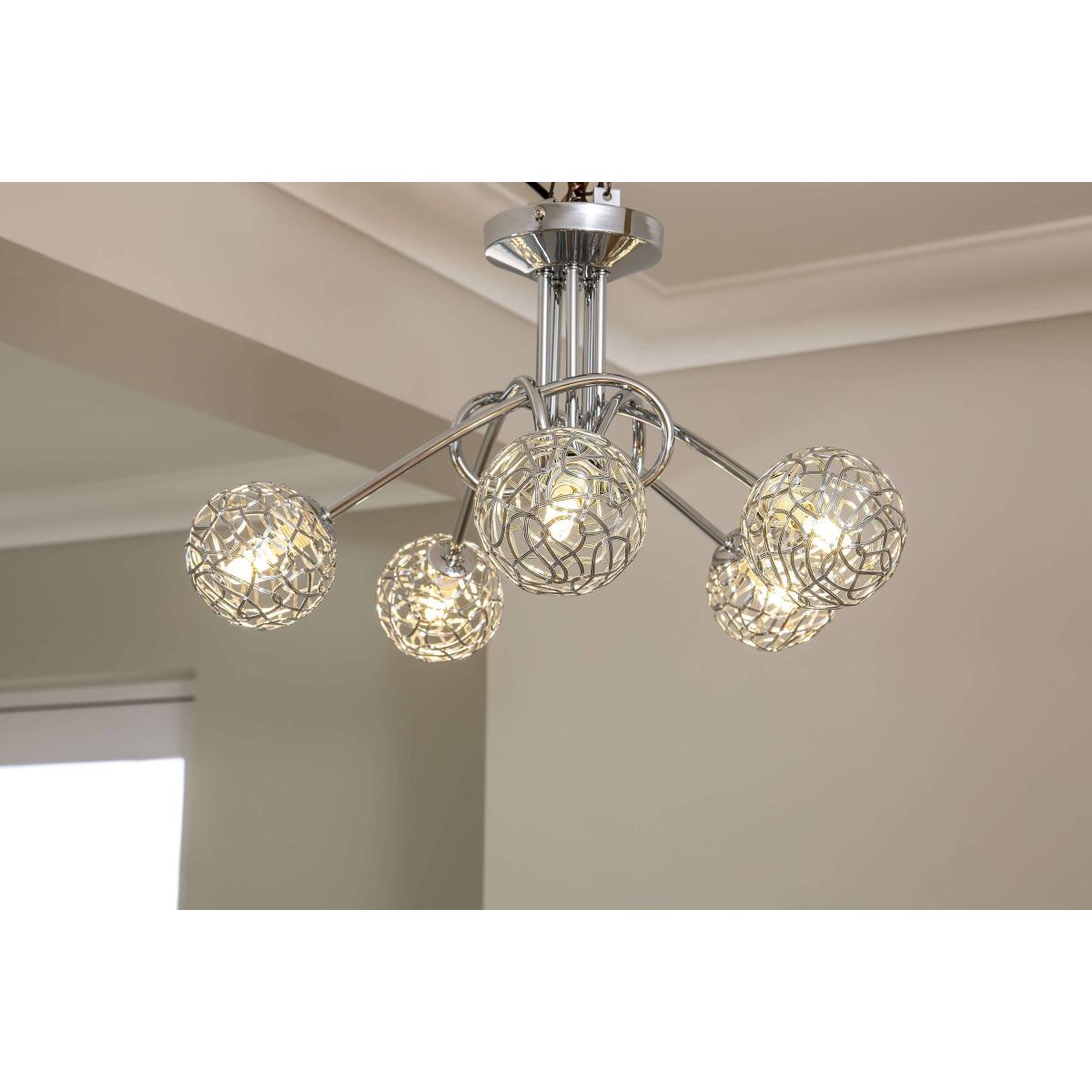 Kesha 5 Light Semi Flush Ceiling Light Chrome – image 2