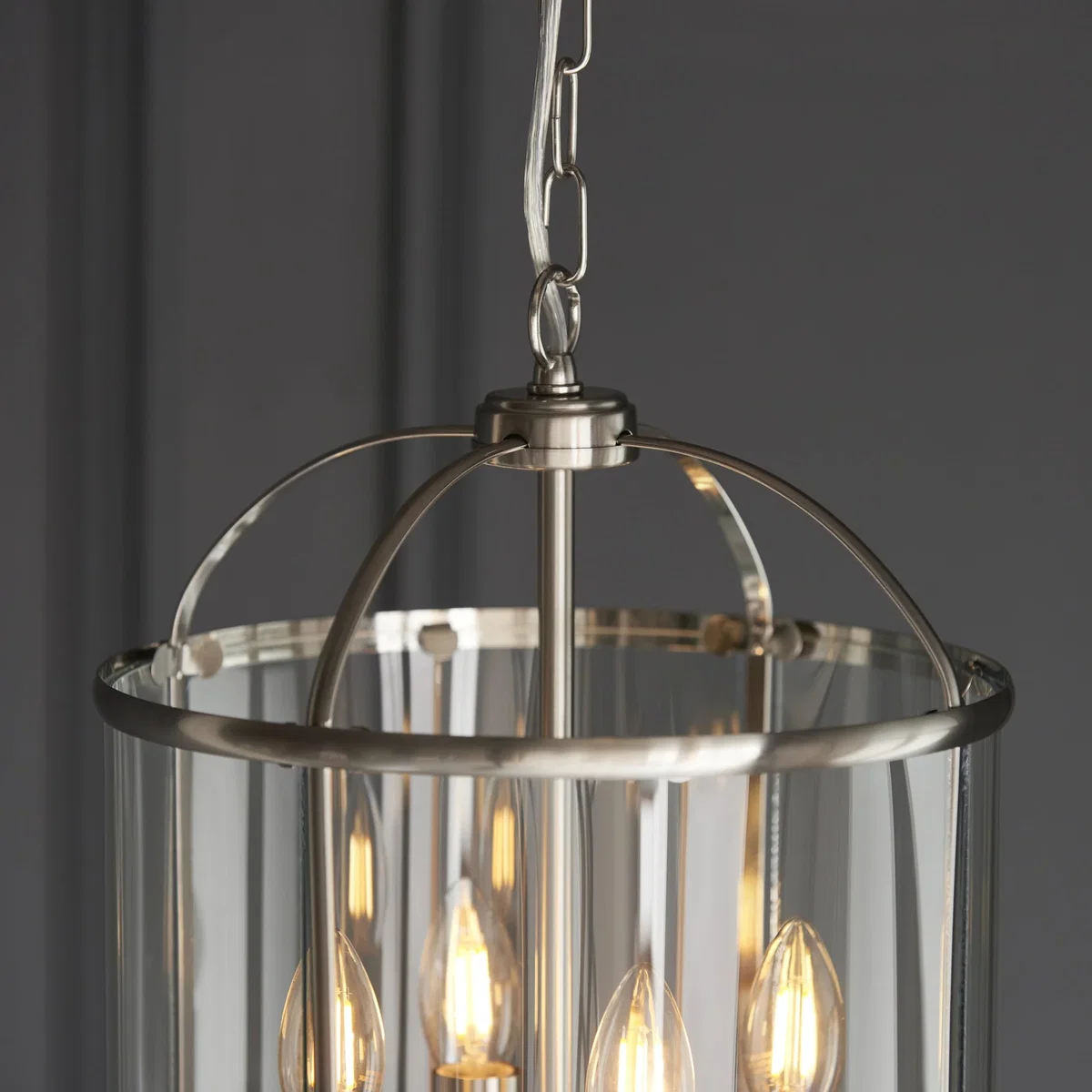 Lambeth 4 Light Pendant Satin Nickel – image 4