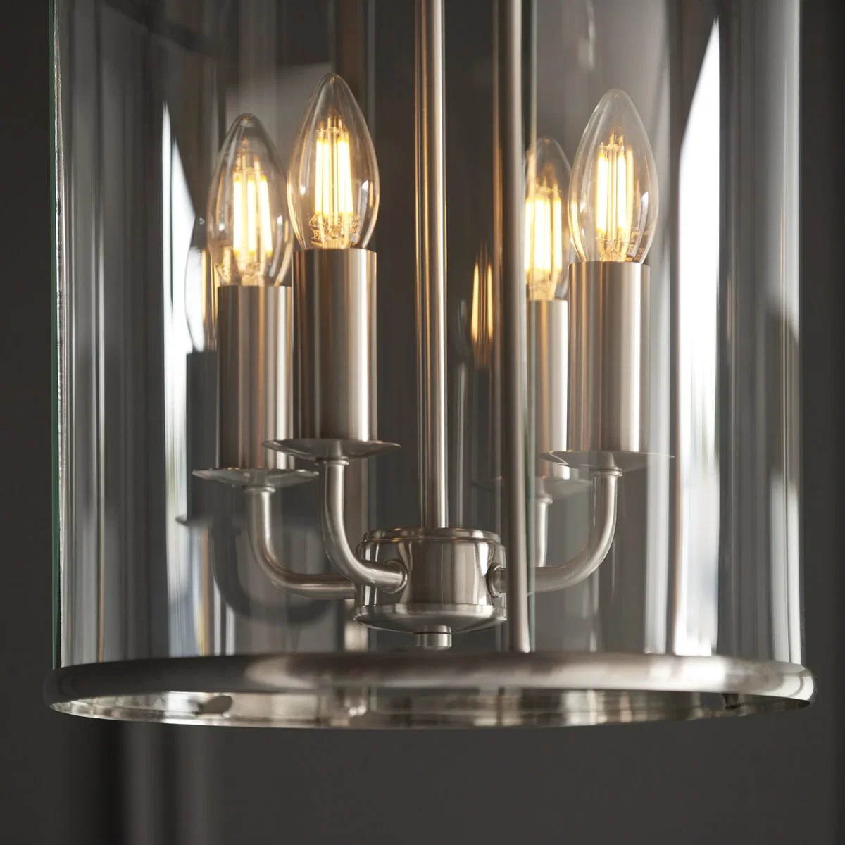 Lambeth 4 Light Pendant Satin Nickel – image 6
