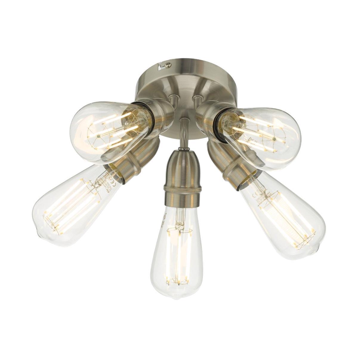 Yao 5 Light Flush Satin Nickel Ceiling Light