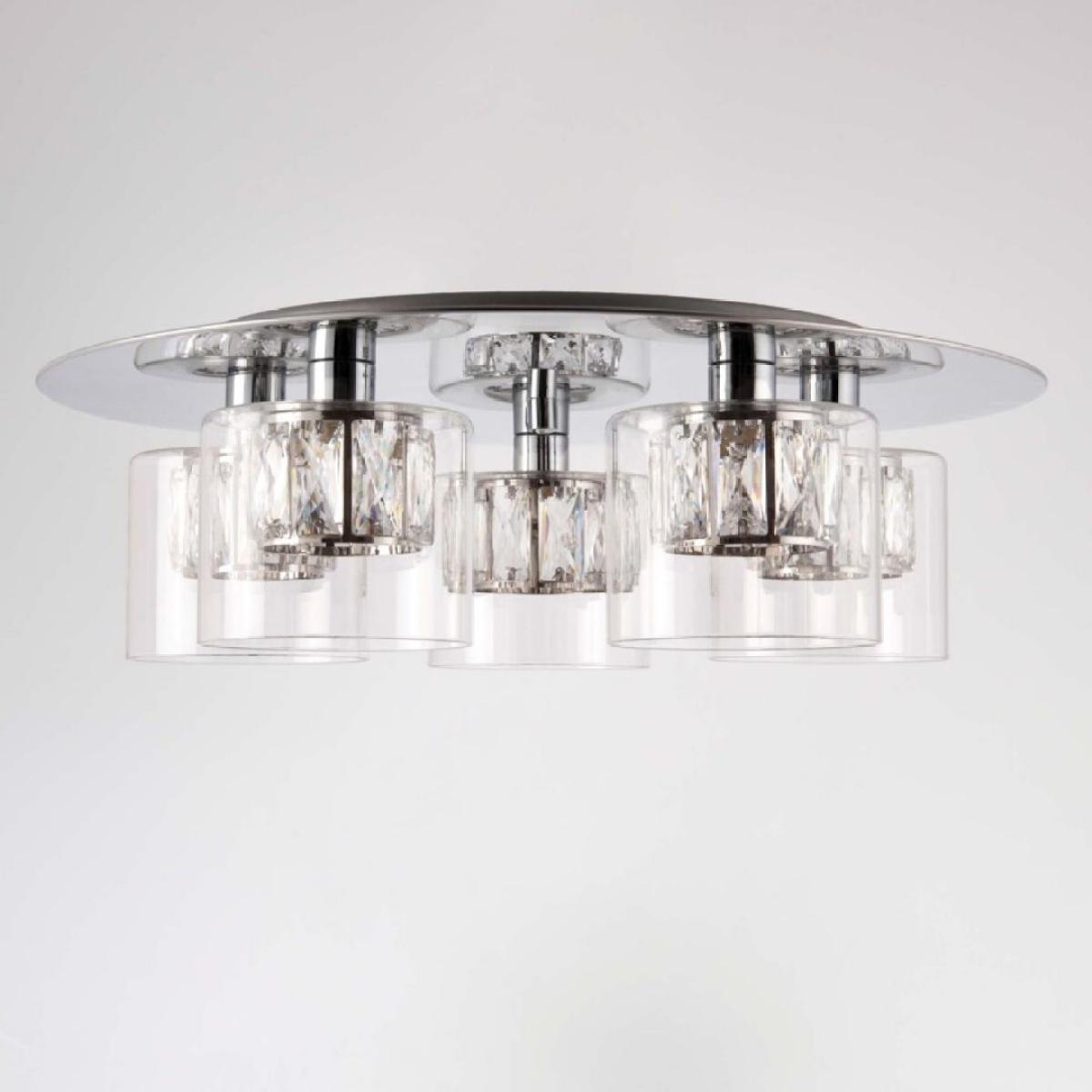 Verina 5-Light Flush Chrome and Crystal Ceiling Light – image 2