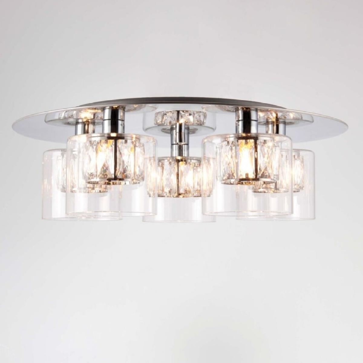Verina 5-Light Flush Chrome and Crystal Ceiling Light – image 3