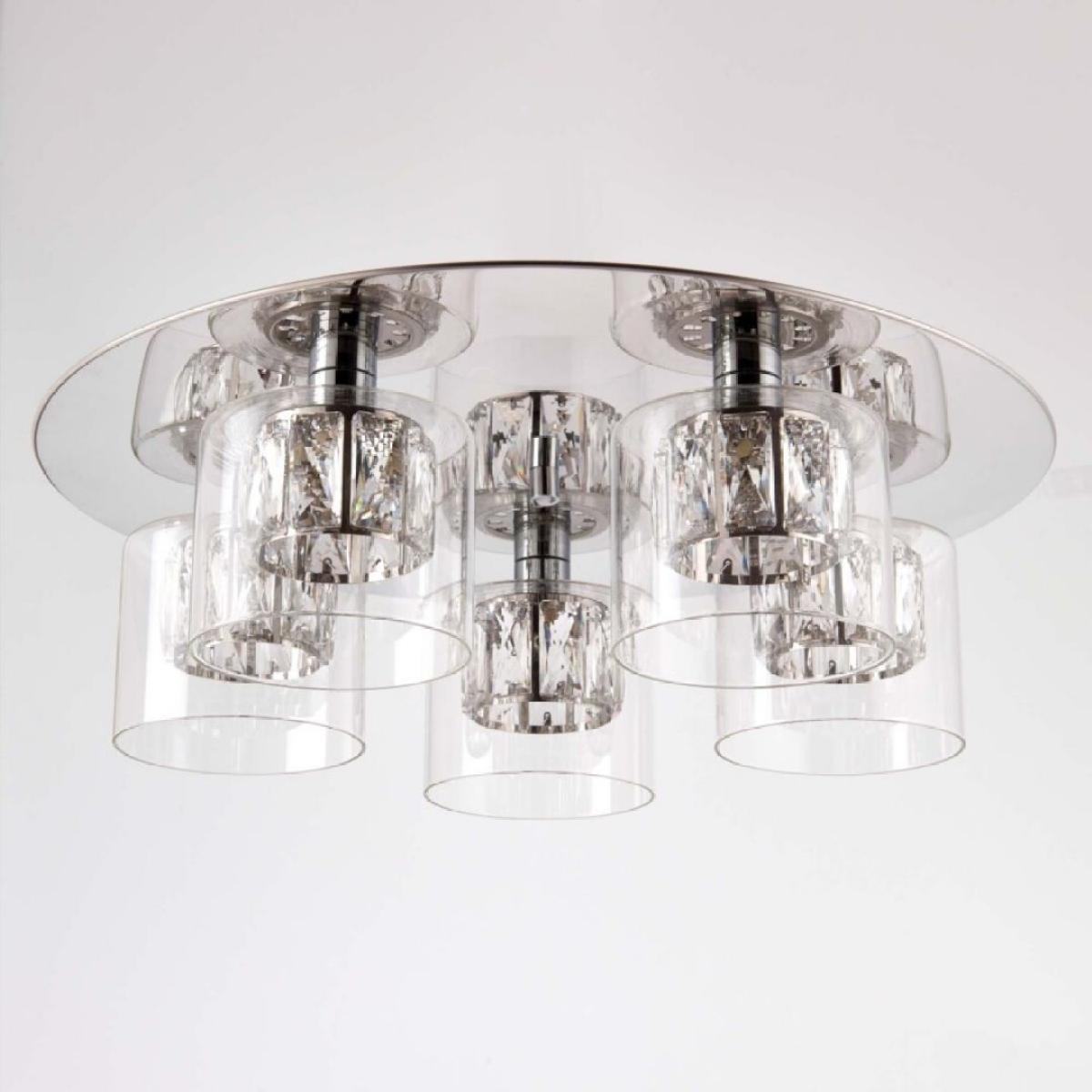 Verina 5-Light Flush Chrome and Crystal Ceiling Light – image 8