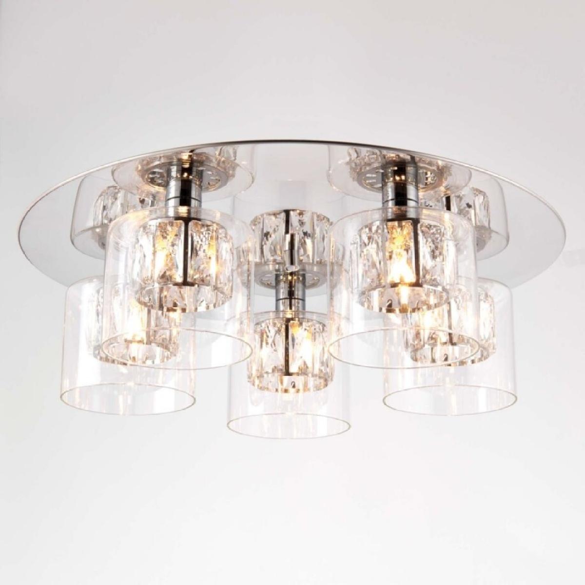 Verina 5-Light Flush Chrome and Crystal Ceiling Light – image 9