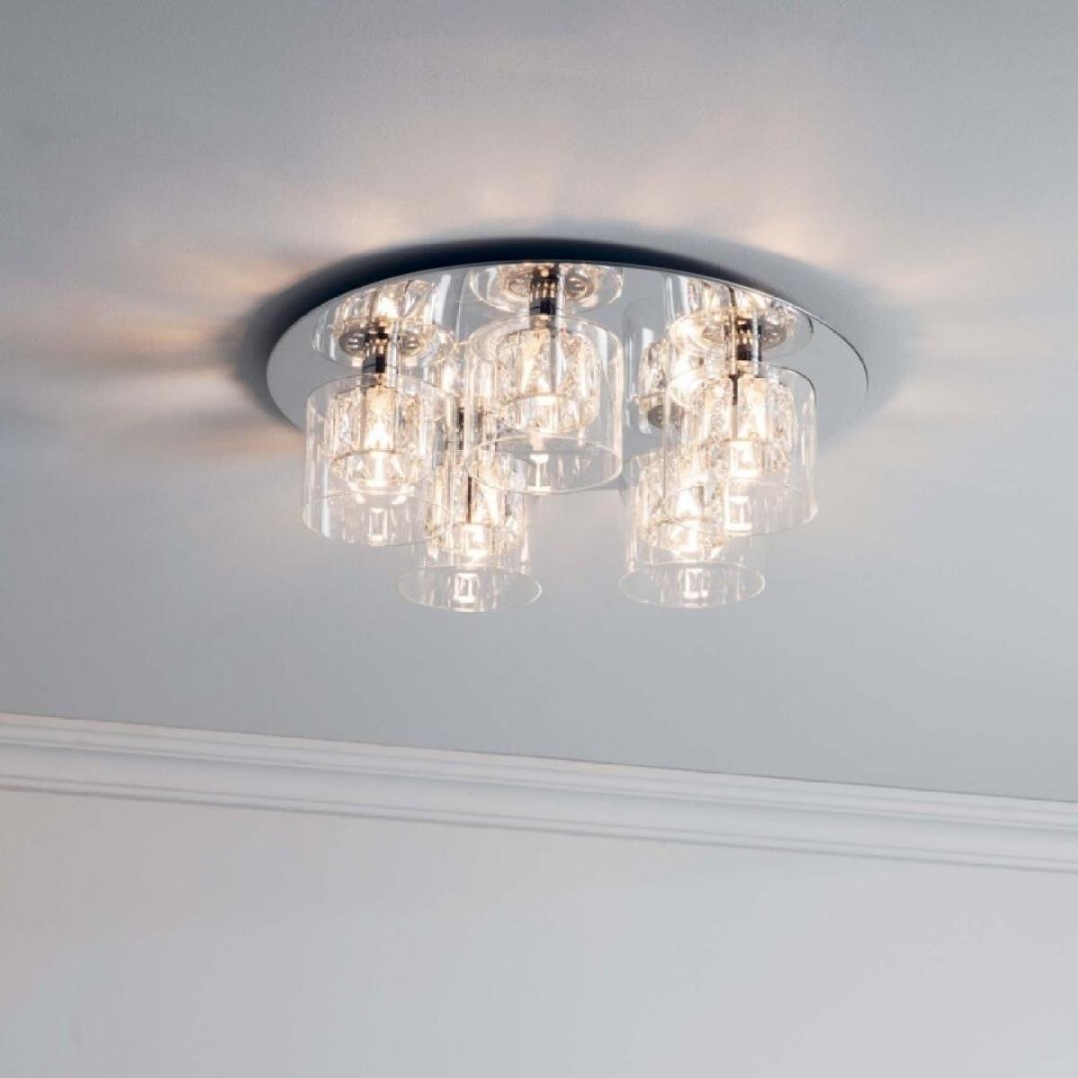 Verina 5-Light Flush Chrome and Crystal Ceiling Light – image 1