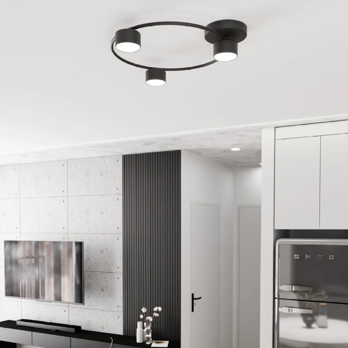 Lucio 3 Light Semi Flush Black – image 2