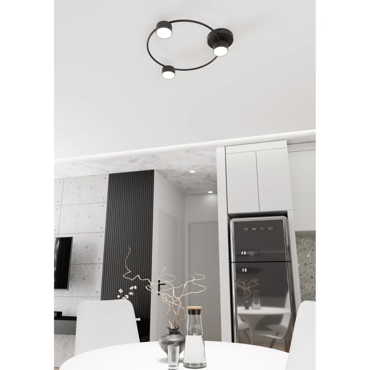 Lucio 3 Light Semi Flush Black – image 5