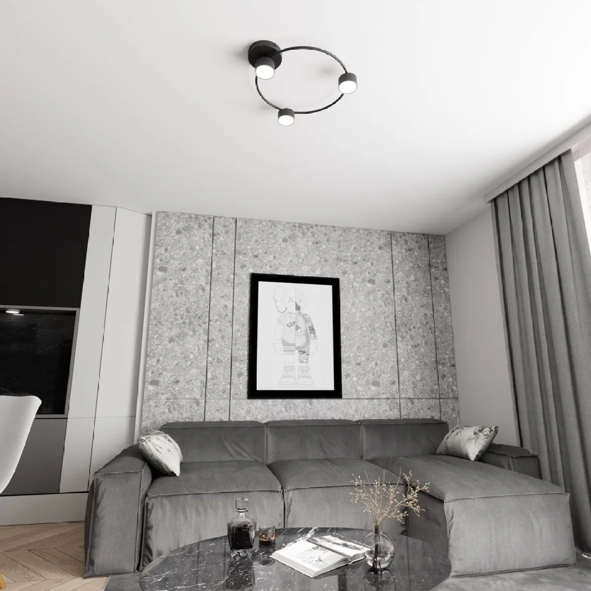 Lucio 3 Light Semi Flush Black – image 6