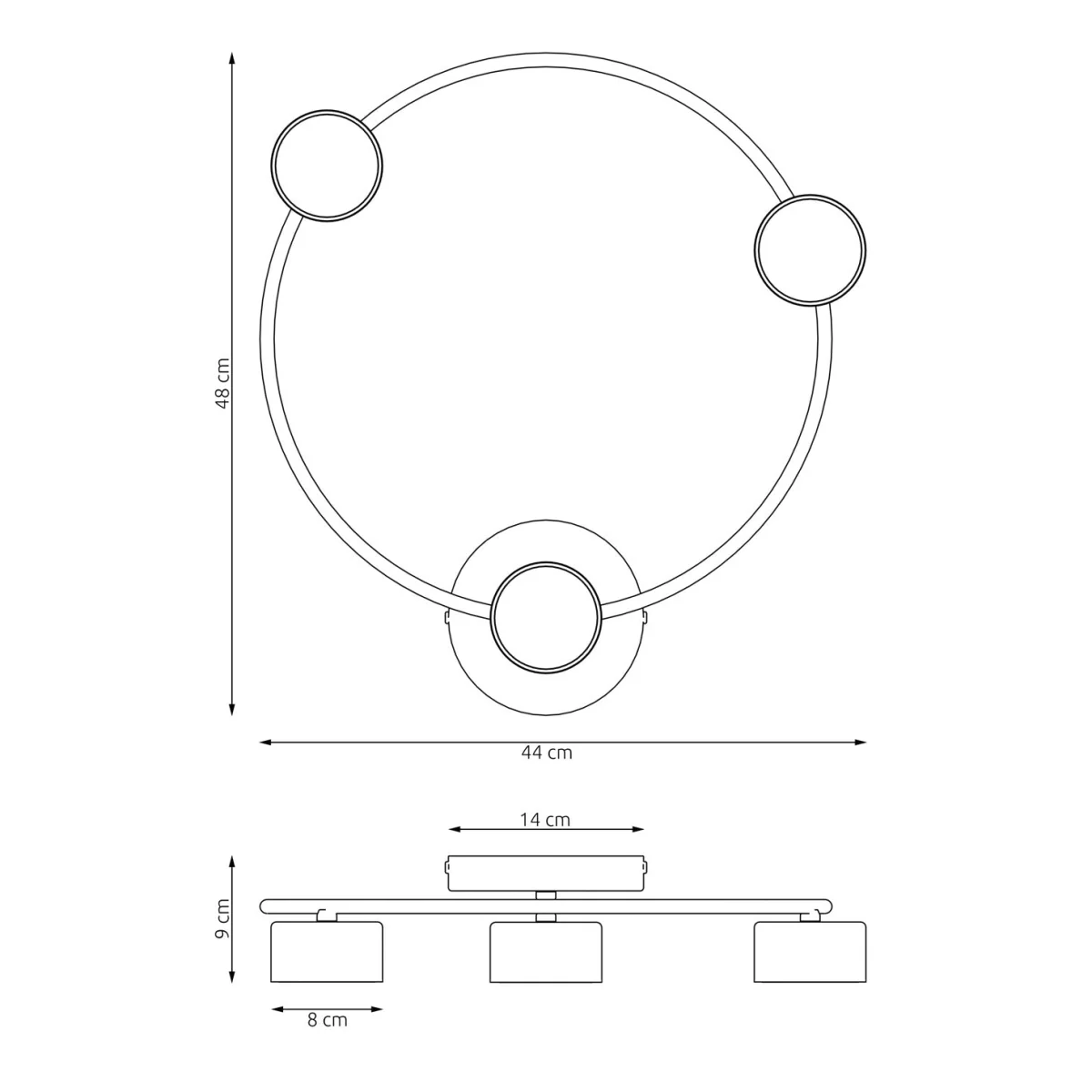 Lucio 3 Light Semi Flush Black – image 7