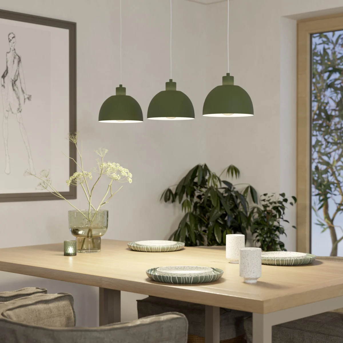 Cazalilla 3-Light Green Ceiling Pendant – image 1