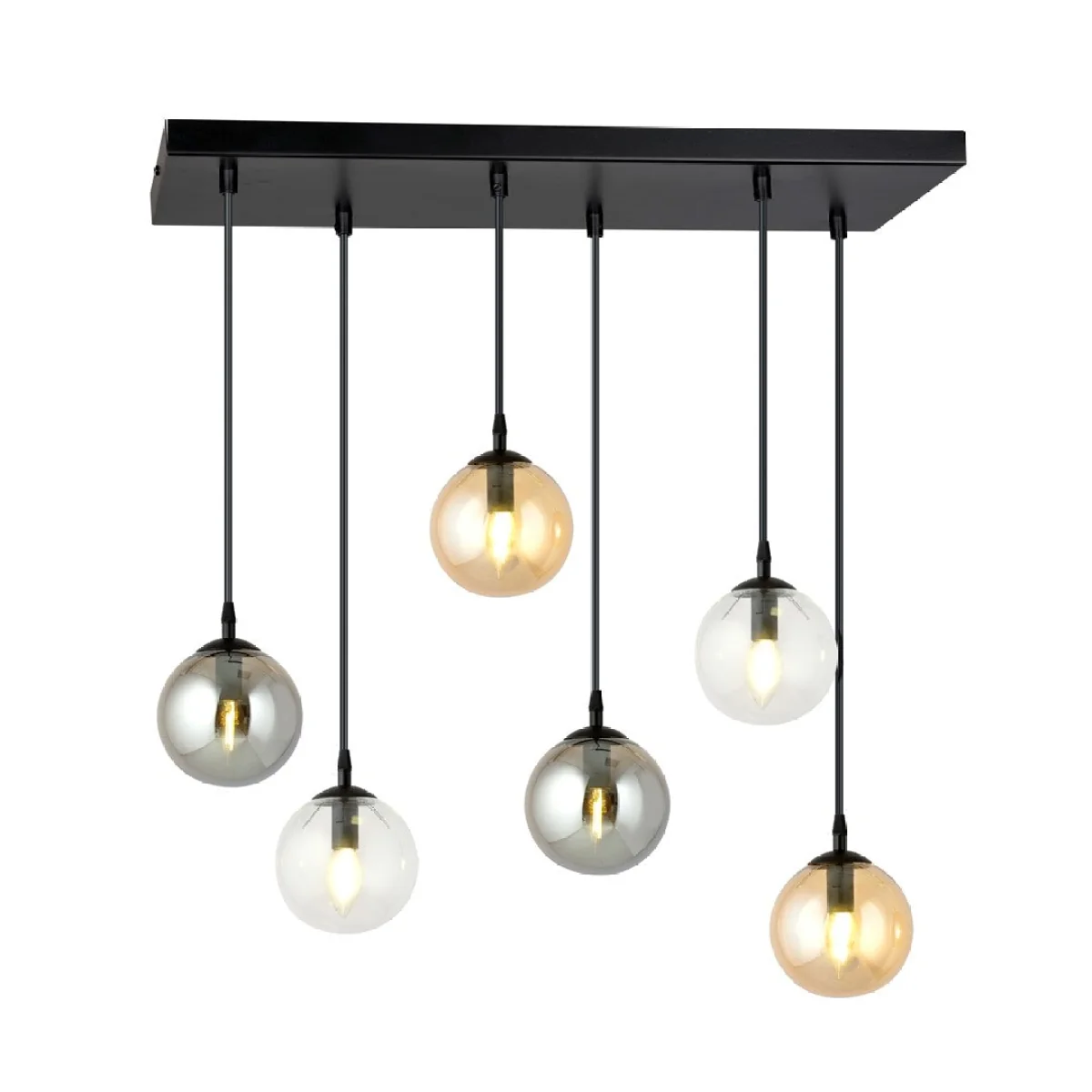 Cosmo 6 Light Pendant Black, Graphite & Amber – image 2