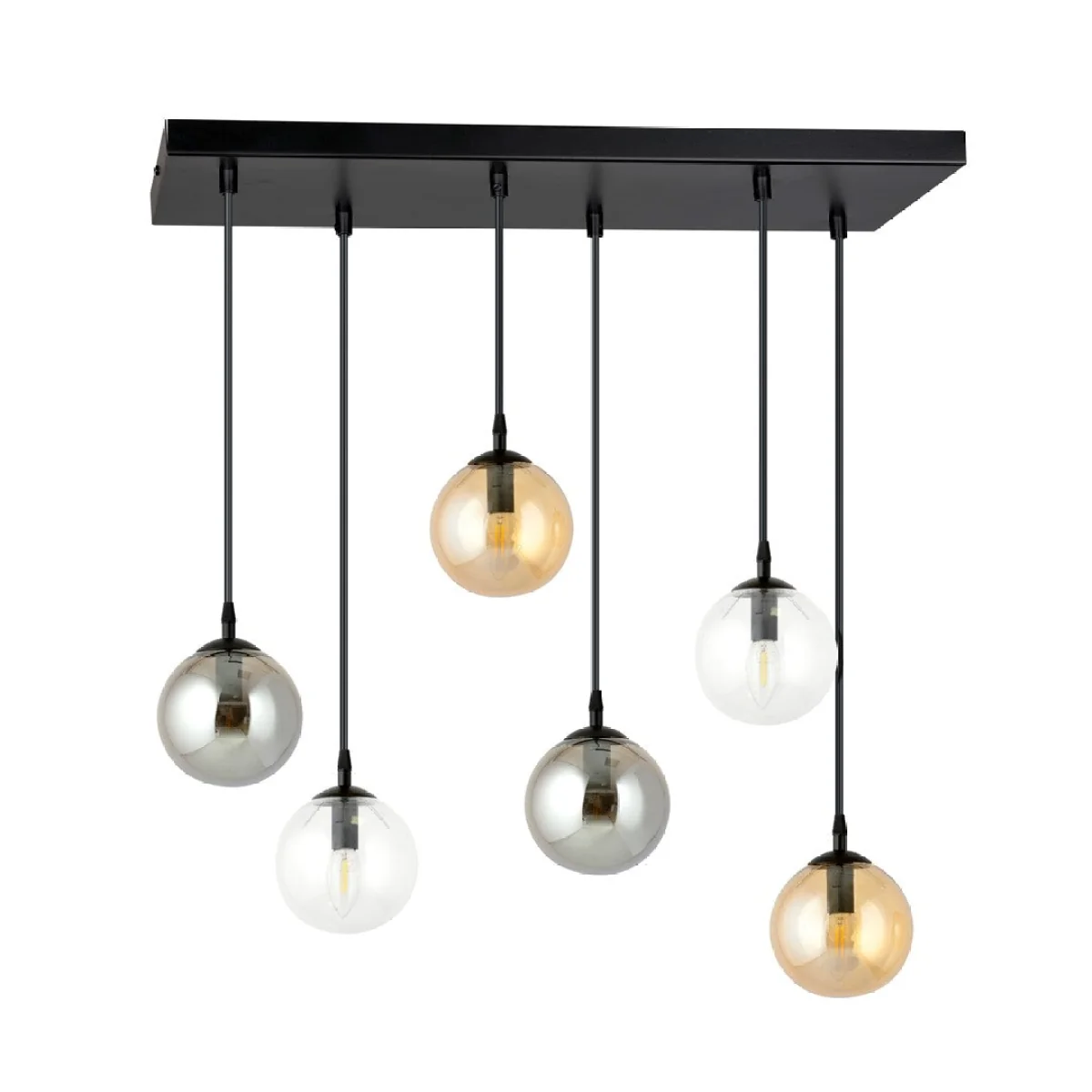 Cosmo 6 Light Pendant Black, Graphite & Amber – image 3