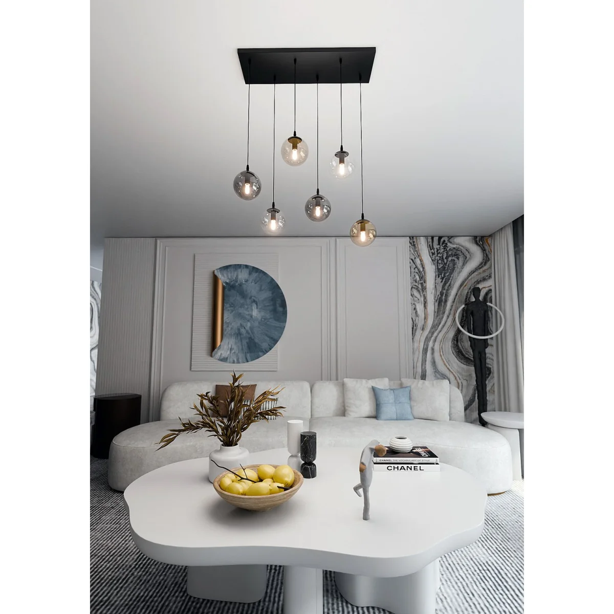 Cosmo 6 Light Pendant Black, Graphite & Amber – image 4