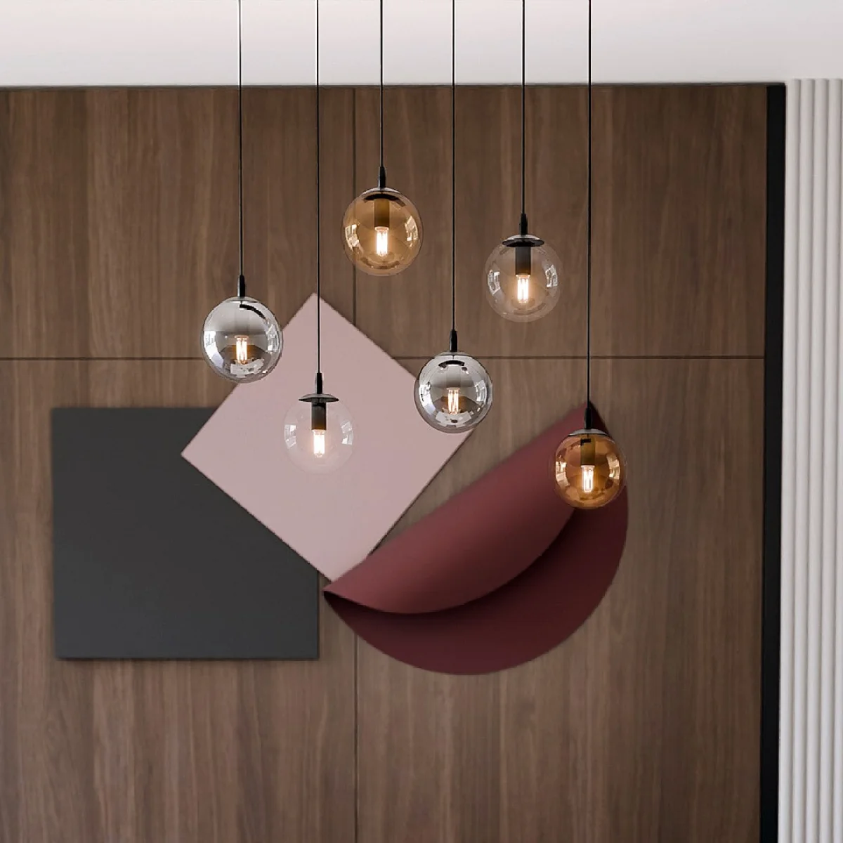 Cosmo 6 Light Pendant Black, Graphite & Amber – image 6