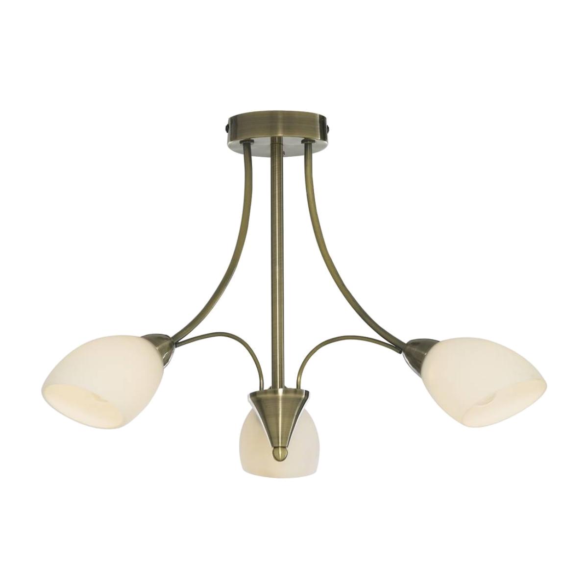Oxford 3 Light Semi Flush Ceiling Light Antique Brass – image 1
