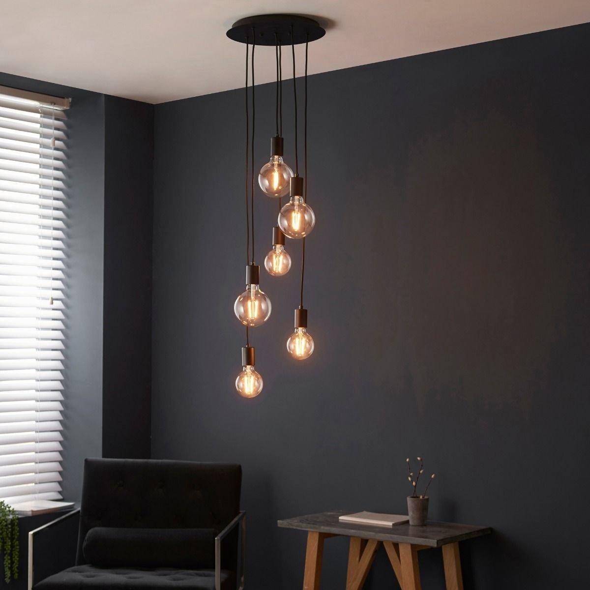 Studio 6 Light Matt Black Ceiling Pendant – image 2