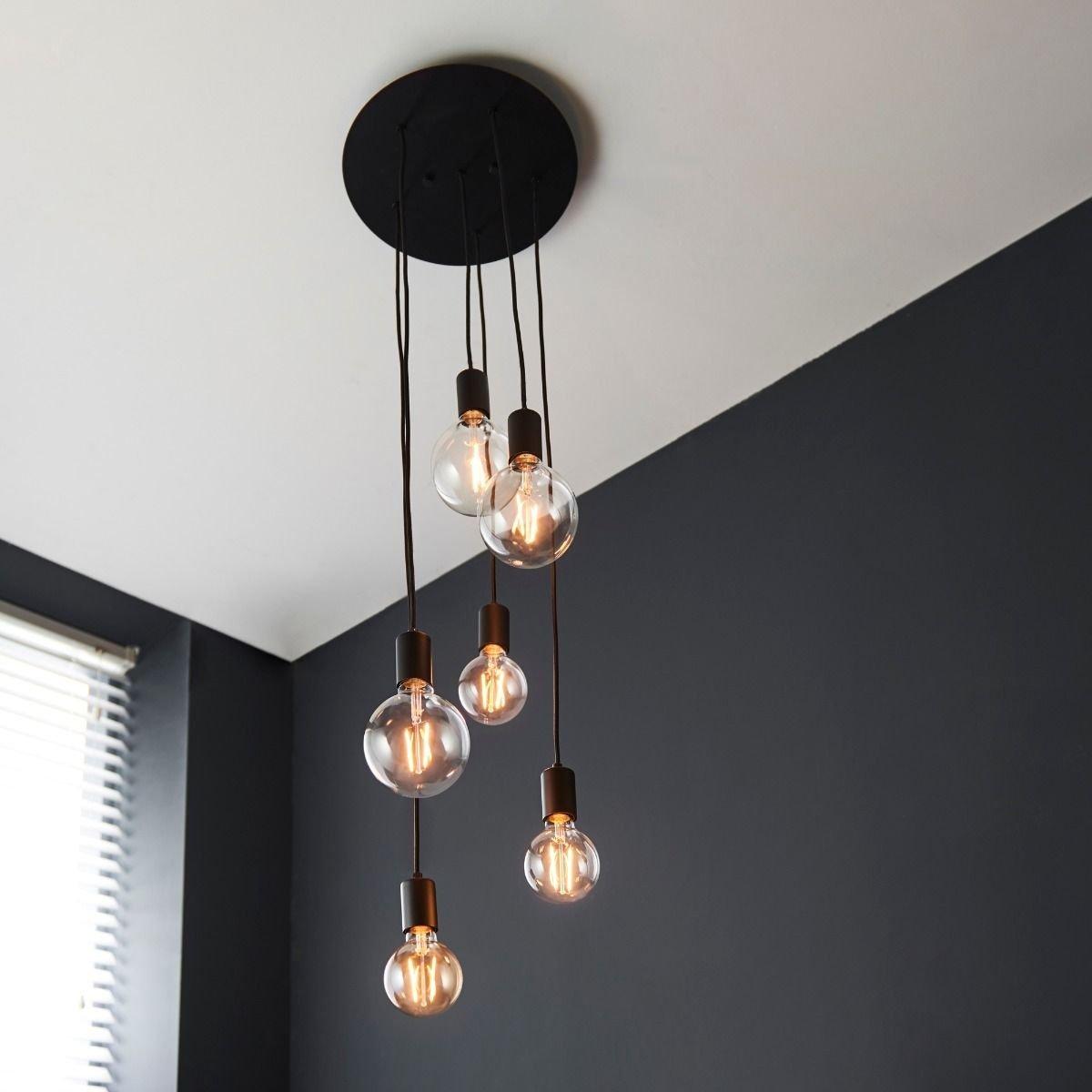 Studio 6 Light Matt Black Ceiling Pendant – image 3