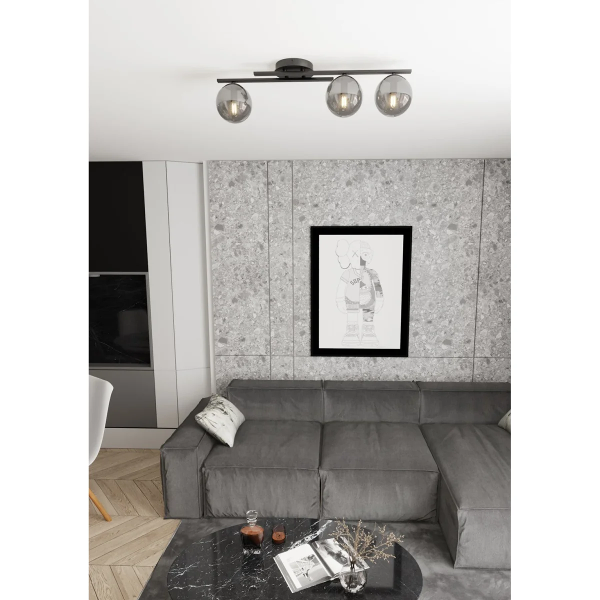Kairo 3 Light Semi Flush Black & Graphite – image 4
