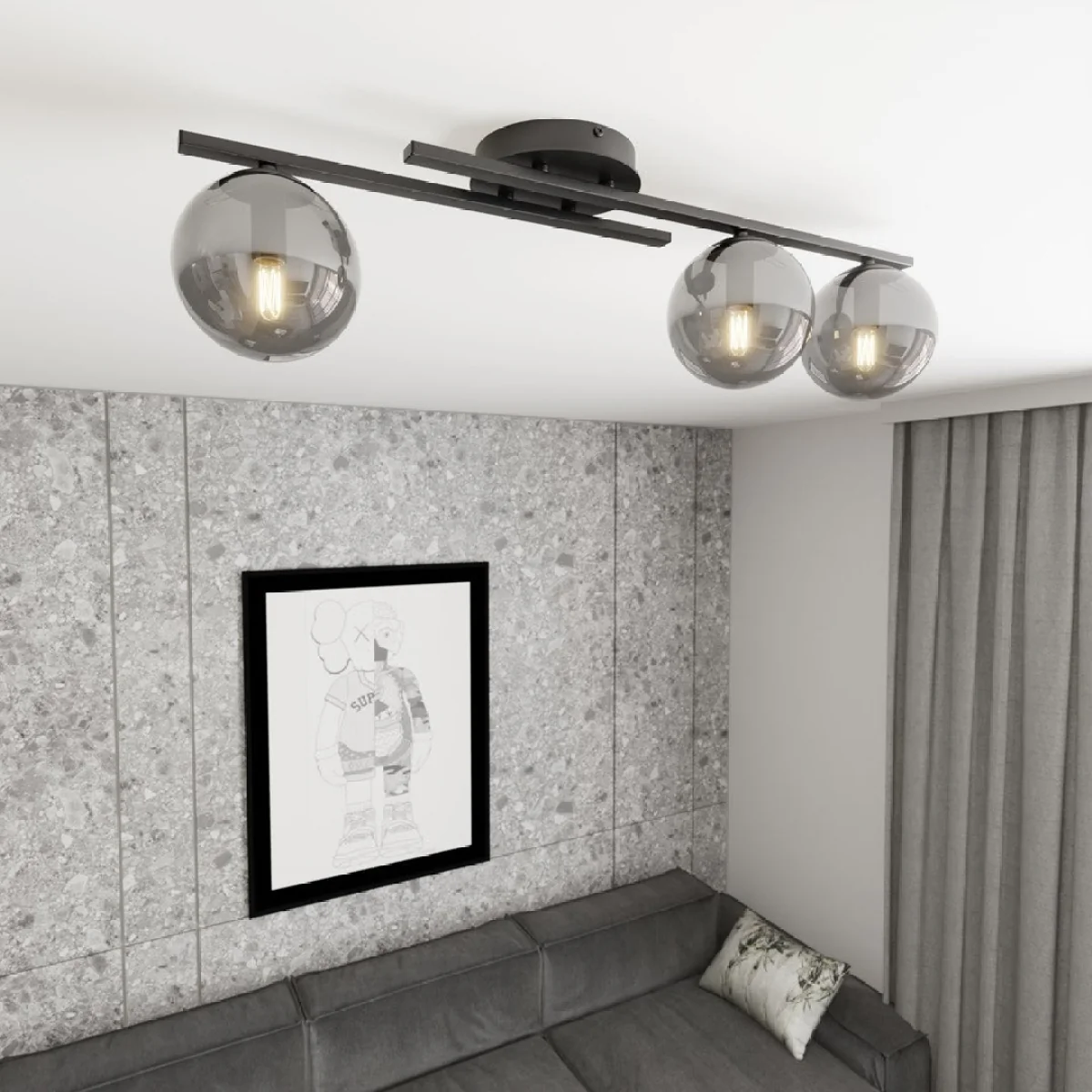 Kairo 3 Light Semi Flush Black & Graphite – image 1