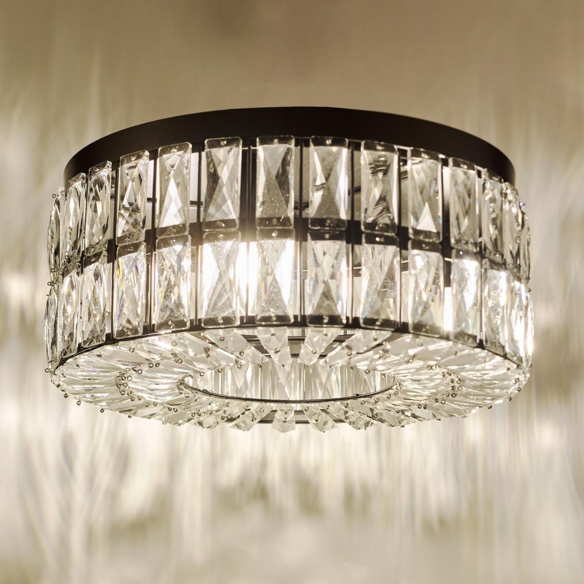 Relena 4 Light Black & Crystal Flush Ceiling Light – image 3
