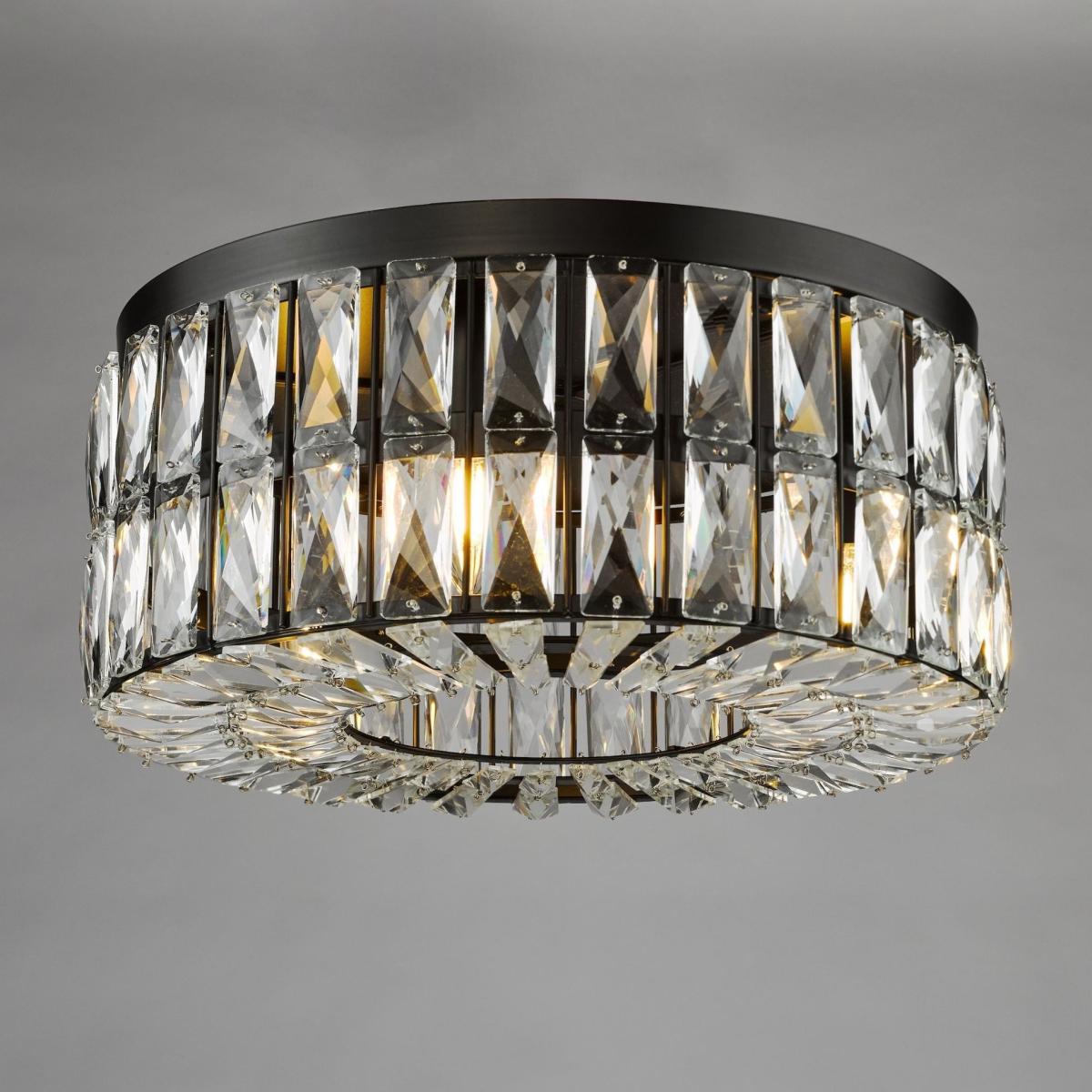 Relena 4 Light Black & Crystal Flush Ceiling Light – image 4