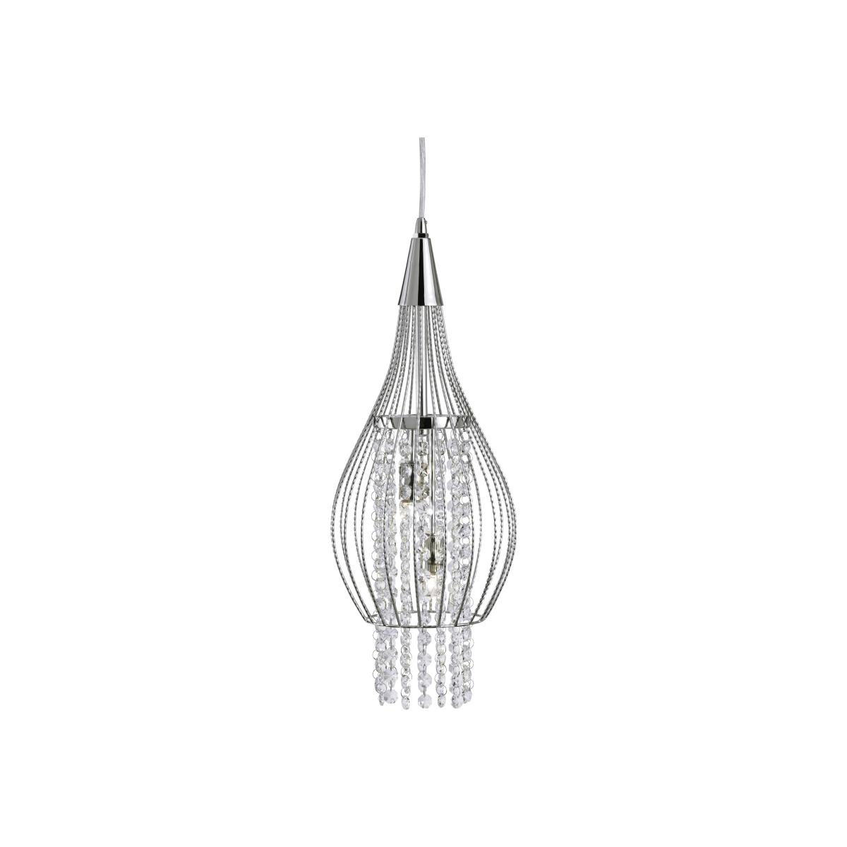 Rocket Polished Chrome and Crystal 2 Light Pendant Ceiling Light