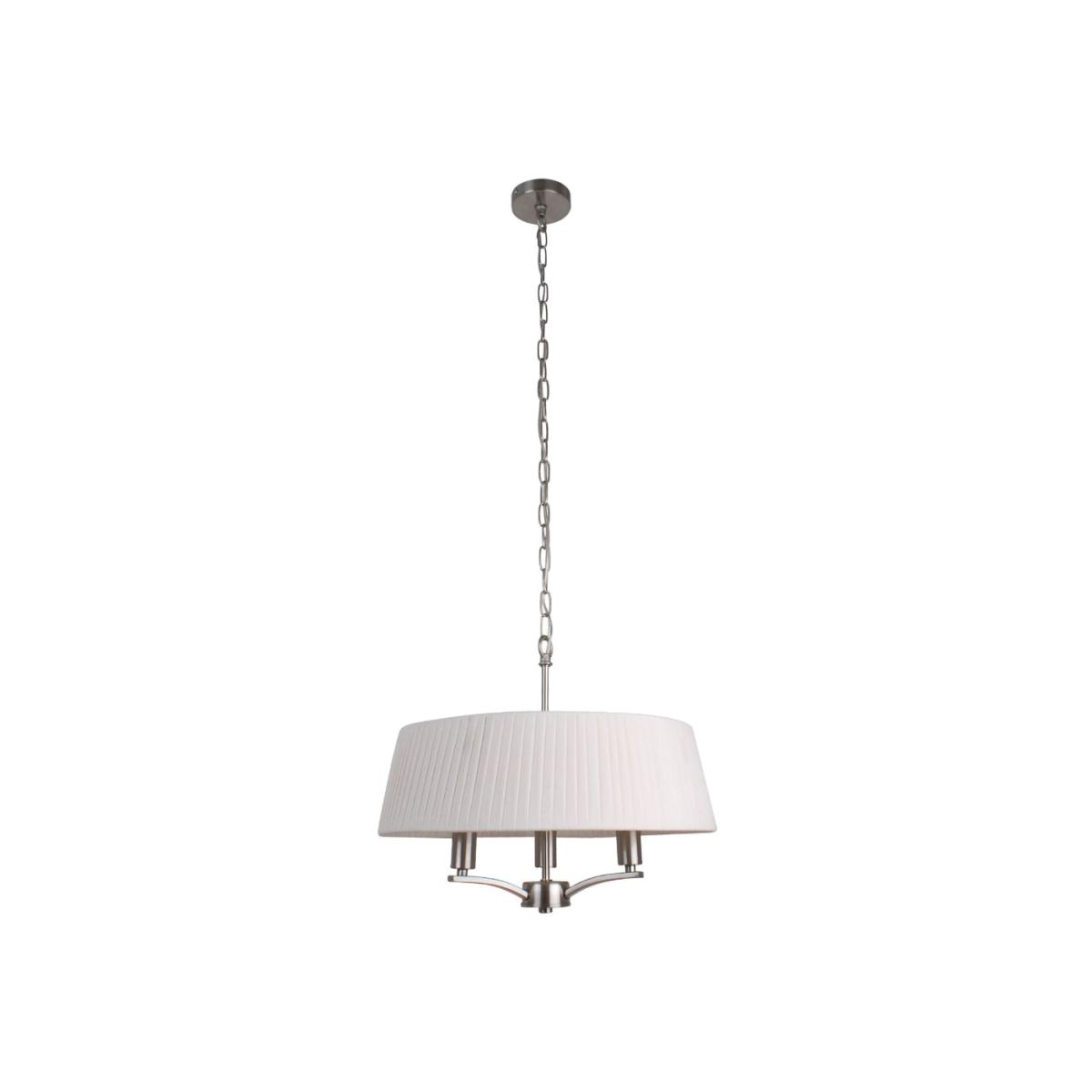 Altea 3 Light Satin Nickel Pendant Ceiling Light with Cream Shade