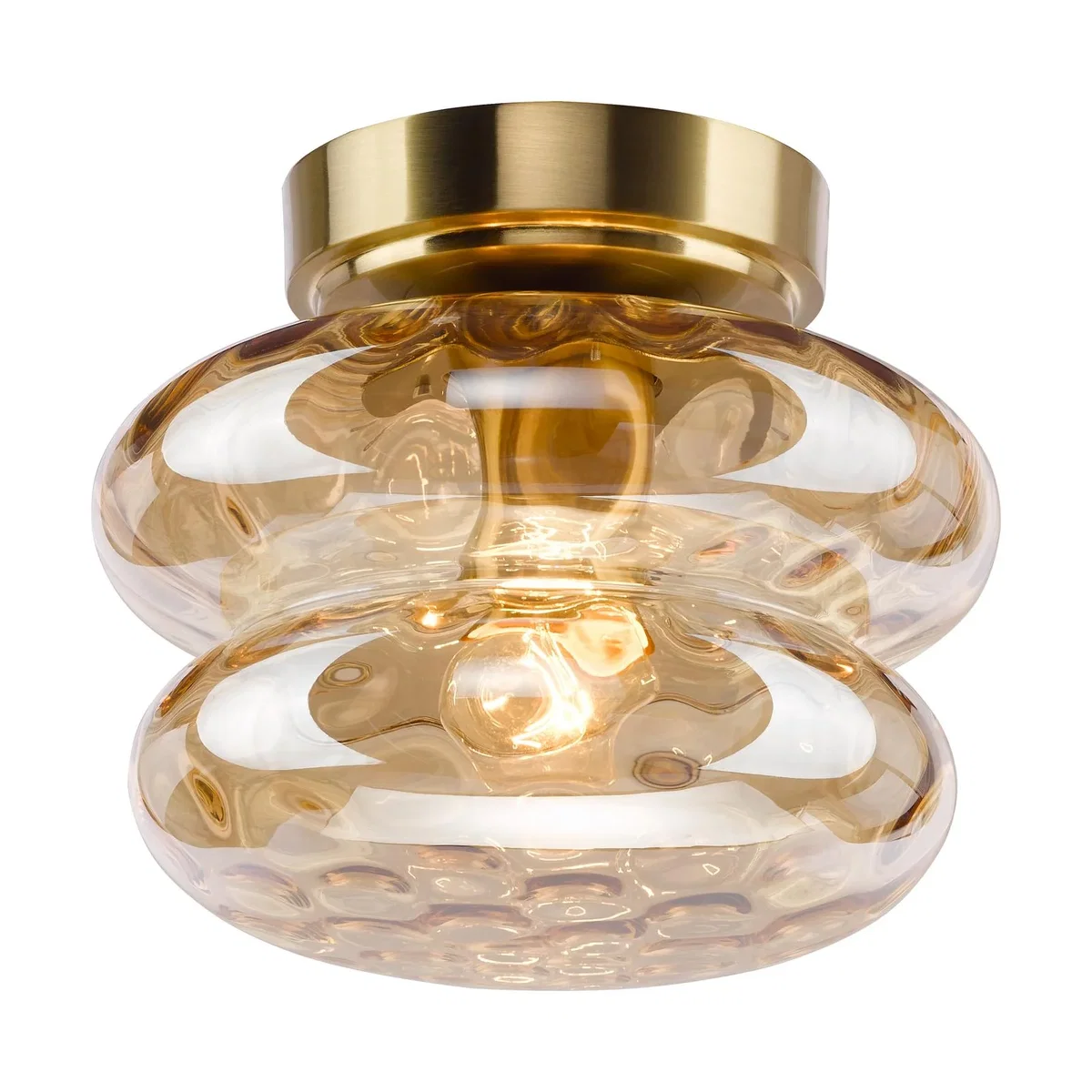 Alcella Natural Brass & Amber Dimpled Glass Wall/Ceiling Light – image 3