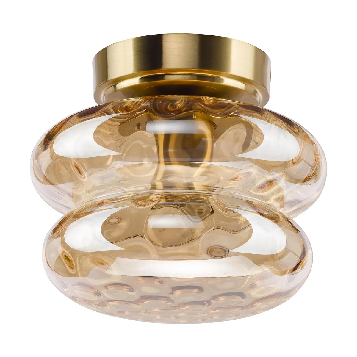 Alcella Natural Brass & Amber Dimpled Glass Wall/Ceiling Light – image 4