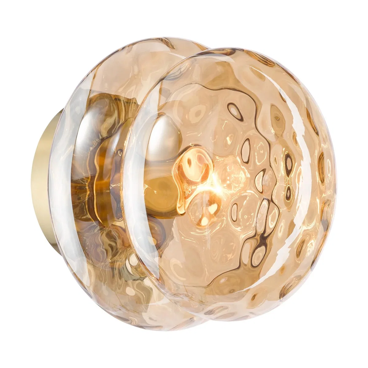 Alcella Natural Brass & Amber Dimpled Glass Wall/Ceiling Light – image 5