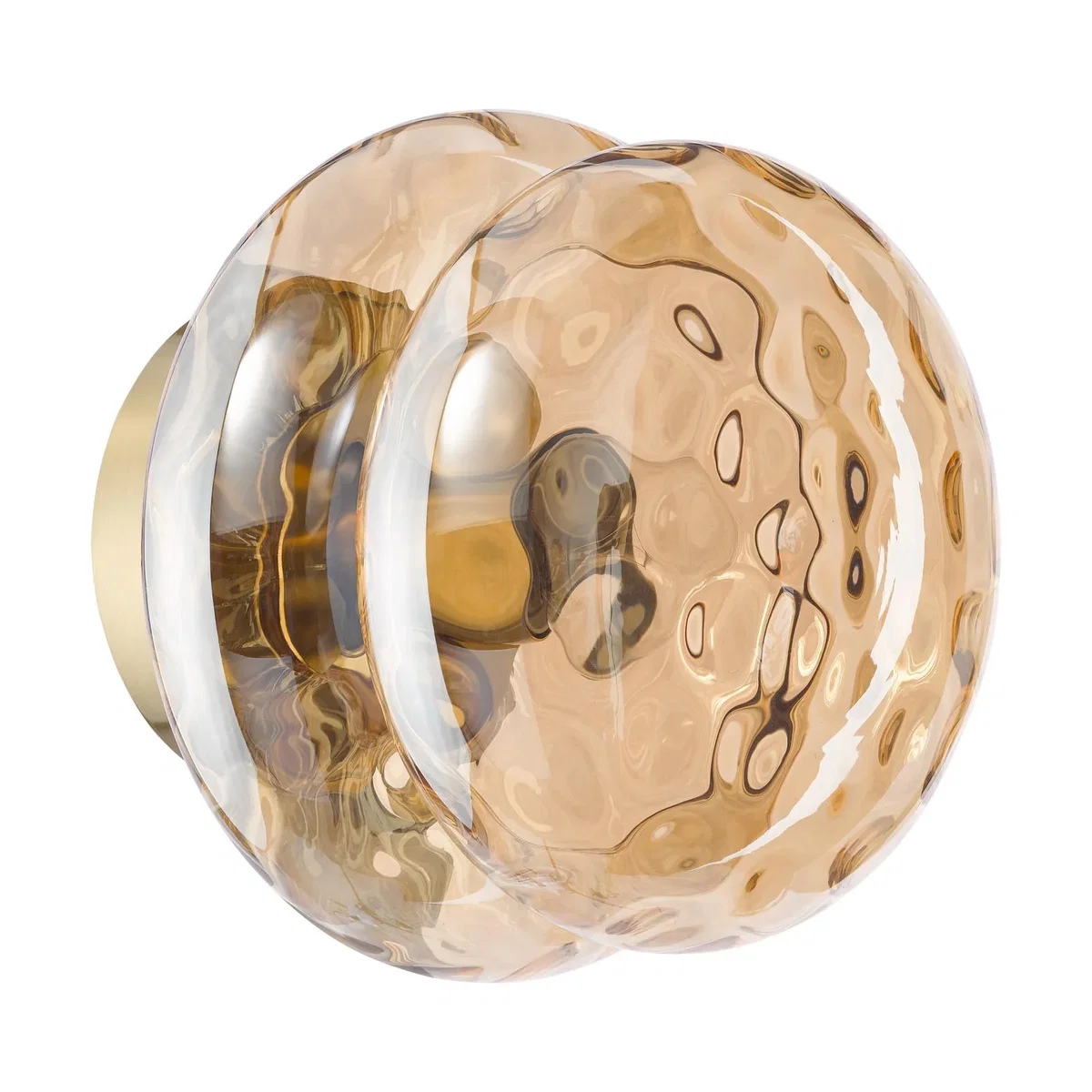 Alcella Natural Brass & Amber Dimpled Glass Wall/Ceiling Light – image 6