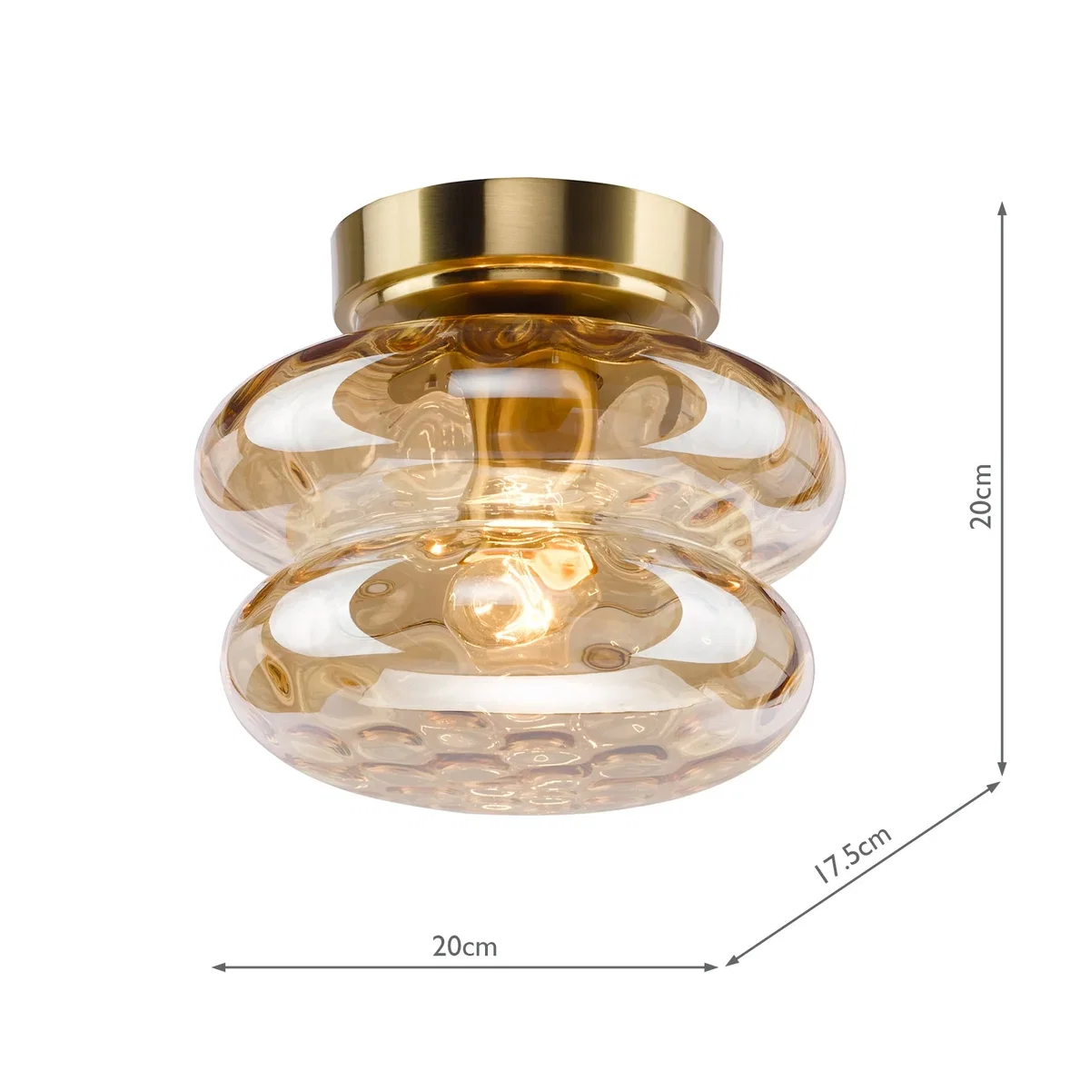 Alcella Natural Brass & Amber Dimpled Glass Wall/Ceiling Light – image 9