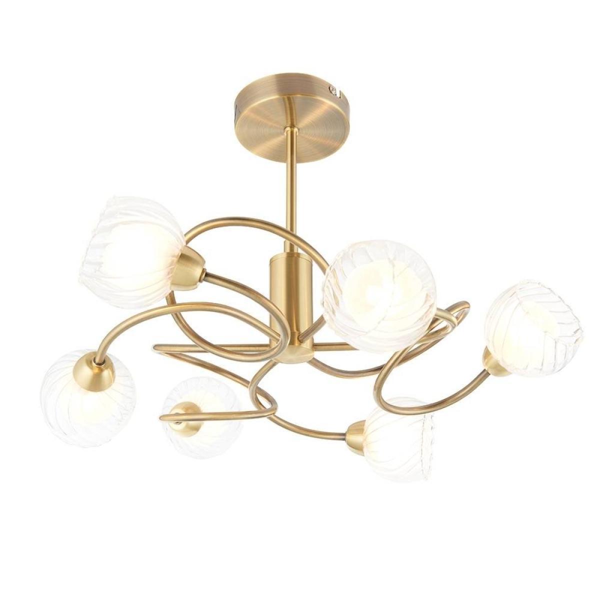 Lonsdale 6 Light Semi-Flush Ceiling Light Antique Brass – image 2