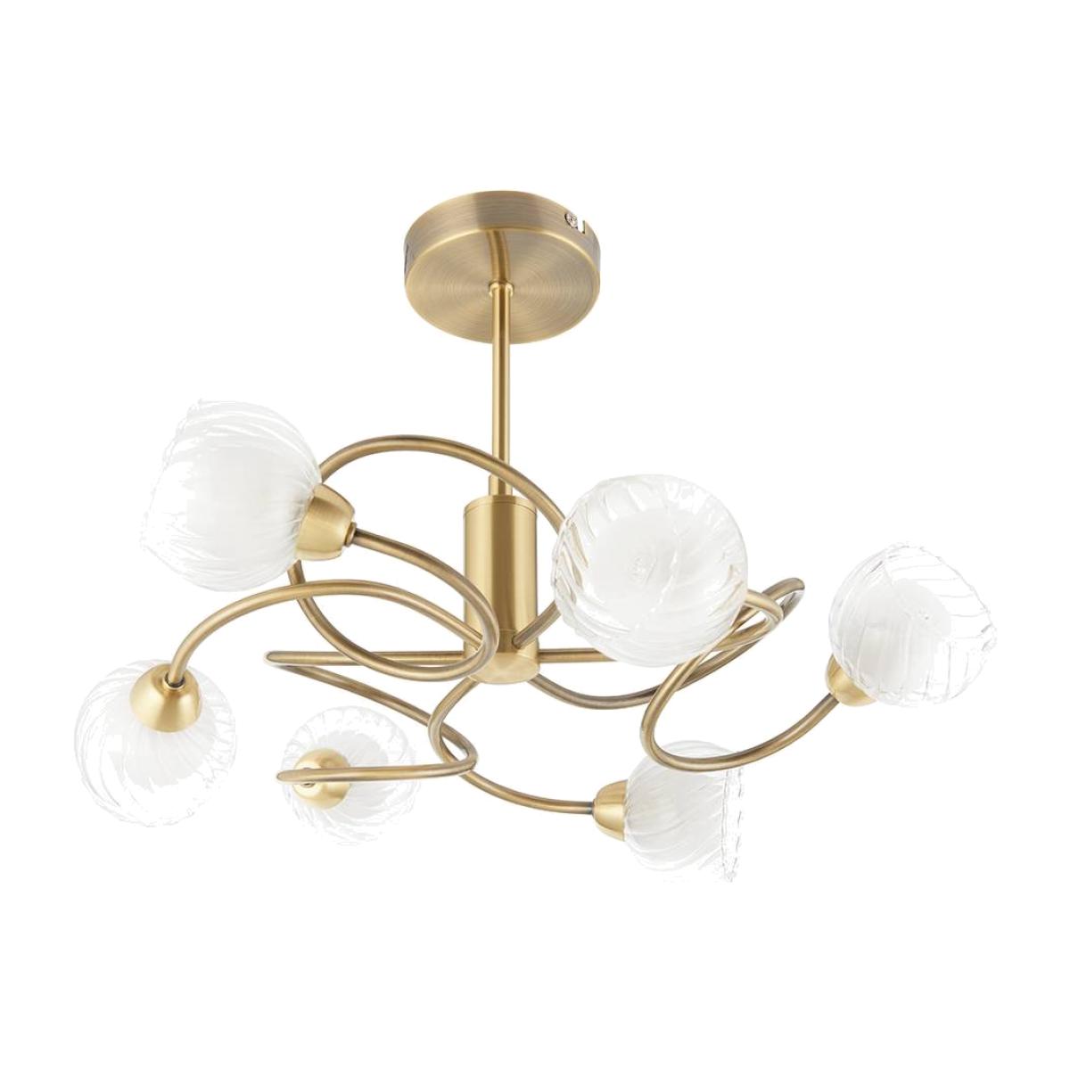 Lonsdale 6 Light Semi-Flush Ceiling Light Antique Brass – image 1
