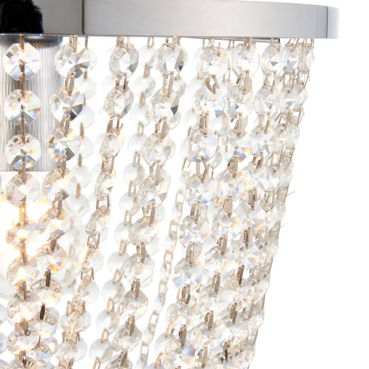 Vari 1 Light Polished Chrome Pendant Ceiling Light with Cascading Crystal Droplets – image 2